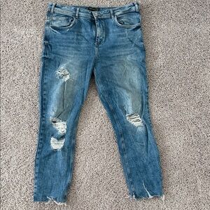 Zara Blue Distressed Skinny Jeans
